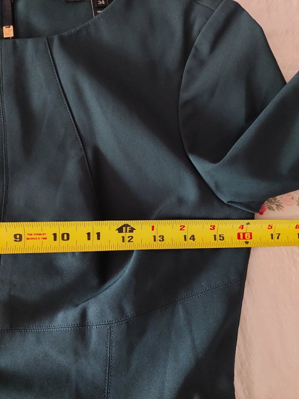 Sandra Angelozzi Dress Size 34/US 2 Tailored Dark Green Sheath Work Office - Picture 9 of 10